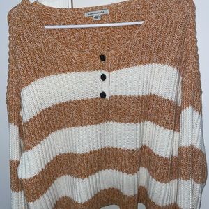 American eagle striped button henley sweater